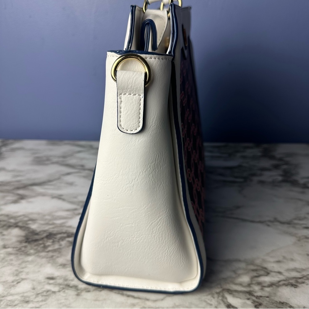 Charming Charlies Navy, Red, and White Handbag with Gold Accents - Picture 5 of 7
